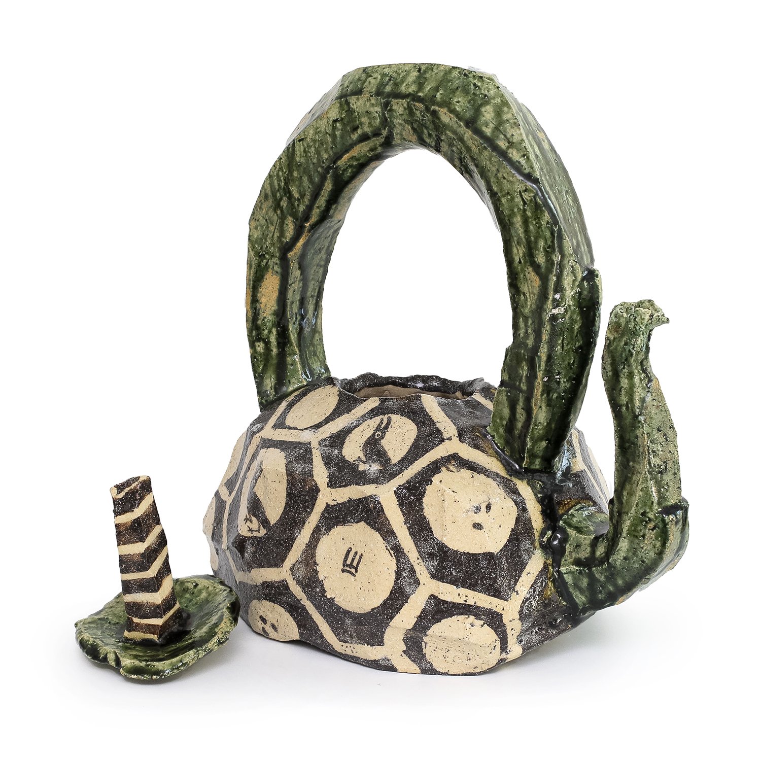 Suzuki Goro - Large Oribe Teapot with Ravens (INV# NP5113) — The